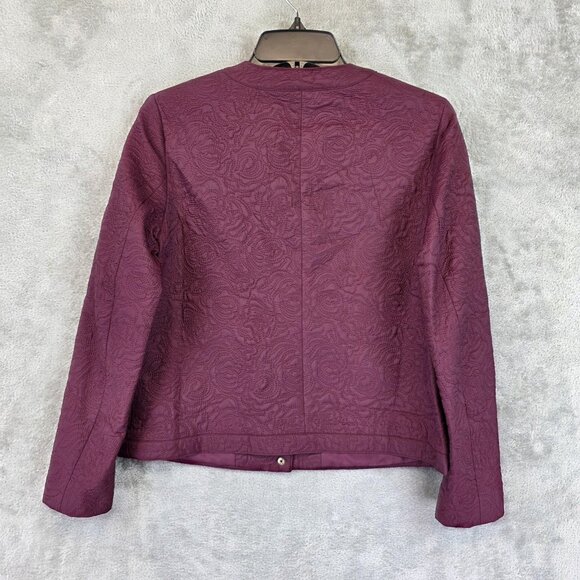 Anne Klein Jacket Womens Petite Small Chianti Quilted Floral Snap Front Lined - Picture 10 of 15